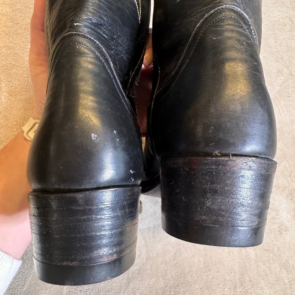 Biltrite Black Leather Rainbow Stitch Tall Western Cowboy Boots Festival Sz 5.5B - Picture 11 of 12